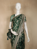 Forest Green Floral Zari Woven Banarasi Silk Saree with Designer Border