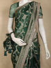 Forest Green Floral Zari Woven Banarasi Silk Saree with Designer Border
