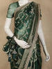 Forest Green Floral Zari Woven Banarasi Silk Saree with Designer Border