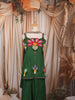Forest Green Multicolor Floral Beads Embroidered Design Chiffon Party Wear Palazzo Suit with Matching Choker Dupatta