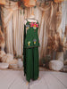 Forest Green Multicolor Floral Beads Embroidered Design Chiffon Party Wear Palazzo Suit with Matching Choker Dupatta