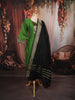 Forest Green Traditional Zari Woven Design Semi Silk Straight Cut Salwar Suit with Contrast Dupatta