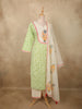 Fresh Leaf Green Floral Printed Design Cotton Salwar Suit with Dupatta