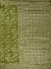 Fresh Leaf Green Floral Vine Zari Woven Design Semi Banarasi Silk Saree with Designer Border