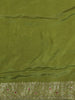 Fresh Leaf Green Floral Vine Zari Woven Design Semi Banarasi Silk Saree with Designer Border