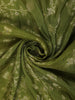 Fresh Leaf Green Floral Vine Zari Woven Design Semi Banarasi Silk Saree with Designer Border