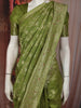 Fresh Leaf Green Floral Vine Zari Woven Design Semi Banarasi Silk Saree with Designer Border