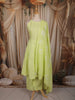 Fresh Lime Green Floral Butta Printed Design Cotton Anarkali Salwar Suit with Dupatta