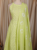 Fresh Lime Green Floral Butta Printed Design Cotton Anarkali Salwar Suit with Dupatta
