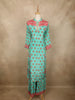 Fresh Mint Aqua Green Floral Printed Design Crepe Palazzo Suit