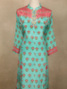 Fresh Mint Aqua Green Floral Printed Design Crepe Palazzo Suit