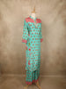 Fresh Mint Aqua Green Floral Printed Design Crepe Palazzo Suit