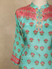 Fresh Mint Aqua Green Floral Printed Design Crepe Palazzo Suit