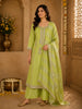 Fresh Pistachio Lime Green Heavy Sequins Embroidered Design Tissue Silk Palazzo Suit
