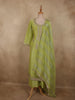 Fresh Pistachio Lime Green Heavy Sequins Embroidered Design Tissue Silk Palazzo Suit