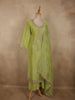 Fresh Pistachio Lime Green Heavy Sequins Embroidered Design Tissue Silk Palazzo Suit