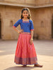 Pink and Royal Blue Silk Pattu Pavadai Adorned with Zariwork