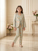 Mint Green Coat Suit with Floral Prints