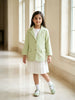 Pista Green Plain Cotton Blend Blazer for Girls