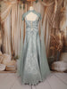 Frosted Aqua Blue Heavy Sequins and Beads Embroidered Design Sequins Indo Western Lehenga with High Neck Cape