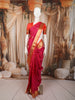 Fuchsia Pink Floral Butta Zari Woven Design Pure Kanchipuram Silk Saree with Contrast Zari Border