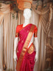 Fuchsia Pink Floral Butta Zari Woven Design Pure Kanchipuram Silk Saree with Contrast Zari Border
