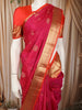 Fuchsia Pink Floral Butta Zari Woven Design Pure Kanchipuram Silk Saree with Contrast Zari Border