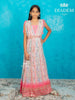 Multicolor Crepe Gown Adorned with Sequins and Prints - Diadem