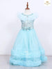 Sky Blue Gown Embellished in Sequins with Frilled Bottom - Diadem