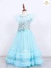 Sky Blue Gown Embellished in Sequins with Frilled Bottom - Diadem