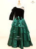 Black Gown Enhanced in Floral Designs - Diadem