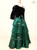 Black Gown Enhanced in Floral Designs - Diadem