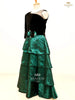 Black Gown Enhanced in Floral Designs - Diadem