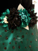 Black Gown Enhanced in Floral Designs - Diadem