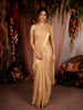 Gold Beige Butta Woven Design Tissue Saree with Gold Zari Border