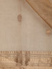Gold Beige Butta Woven Design Tissue Saree with Gold Zari Border