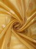 Gold Floral Butta Design Tissue Saree with Designer Lace Border