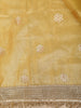 Gold Floral Butta Design Tissue Saree with Designer Lace Border