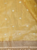 Gold Floral Butta Design Tissue Saree with Designer Lace Border
