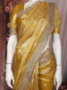 Gold Floral Butta Design Tissue Saree with Designer Lace Border