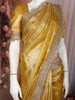 Gold Floral Butta Design Tissue Saree with Designer Lace Border