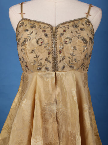 Gold Floral Embroidered Silk Sharara Set - Diadem