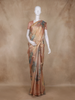 Gold Floral Printed Design Tissue Silk Saree