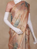 Gold Floral Printed Design Tissue Silk Saree