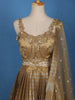 Gold Floral Sequins Embroidered Tissue Silk Lehenga With Dupatta