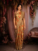 Gold Floral Woven Tissue Banarasi Saree with Heavy Designer Border