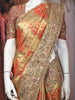 Gold Floral Woven Tissue Banarasi Saree with Heavy Designer Border