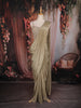 Gold Solid Design Georgette Ready To Wear Saree with Beaded Blouse