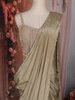 Gold Solid Design Georgette Ready To Wear Saree with Beaded Blouse