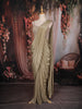 Gold Solid Design Georgette Ready To Wear Saree with Beaded Blouse